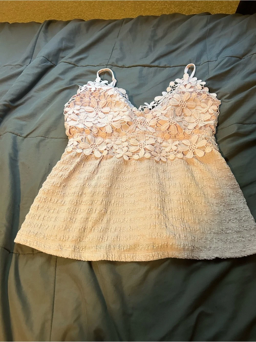 Derek Heart Ivory Floral Lace Halter Dress